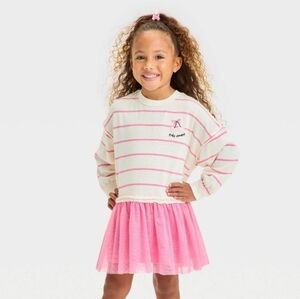 Grayson Mini Toddler Girls' Tulle Dress Charcoal Pink and white